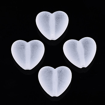 Transparent Acrylic Beads, Frosted, Heart, Wheat, 17x18x8mm, Hole: 2mm