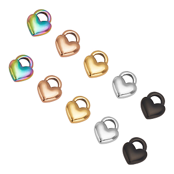 Unicraftale Vacuum Plating 304 Stainless Steel Charms, Heart Lock, Mixed Color, 10.5x9x2.5mm, Hole: 3x3.5mm, 5 colors, 4pcs/color, 20pcs/box