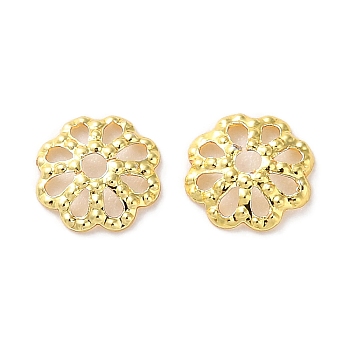 Rack Plating Brass Bead Caps, Long-Lasting Plated, Lead Free & Cadmium Free, 8-Petals, Flower, Golden, 6x1mm, Hole: 1mm