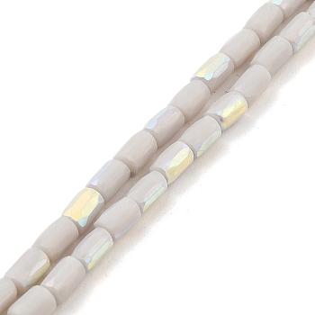 Frosted Imitation Jade Glass Beads Strands, AB Color Plated, Faceted, Column, Light Grey, 6.5x4mm, Hole: 1mm, about 80pcs/strand, 20.39''(51.8cm)