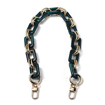 Resin Bag Chains Strap, with Golden Alloy Link and Swivel Clasps, for Bag Straps Replacement Accessories, Dark Green, 45x2cm