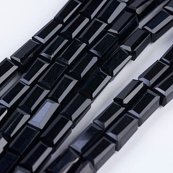 Opaque Glass Beads Strands, Faceted, Cuboid, Black, 6.5~7x3~3.5x3~3.5mm, Hole: 0.5mm, about 80pcs/strand, 20.6~22 inch(52.5~56cm)
