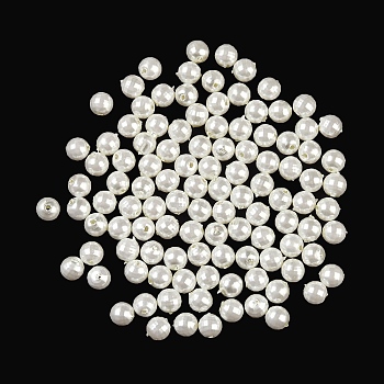 ABS Plastic Imitation Shell Pearl Beads, Round, Faceted, Seashell Color, 6mm, Hole: 1.2mm, 5000pcs/500g