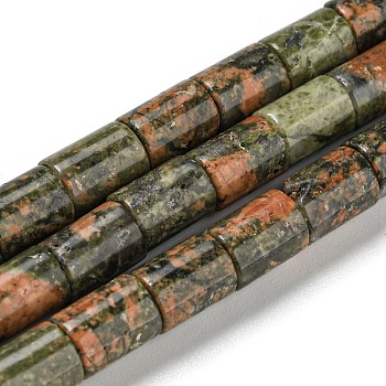 Natural Unakite Beads Strands, Column, 7.5~8x6mm, Hole: 1.2mm, about 48~50pcs/strand,  15.16''~15.31''(38.5~38.9cm)