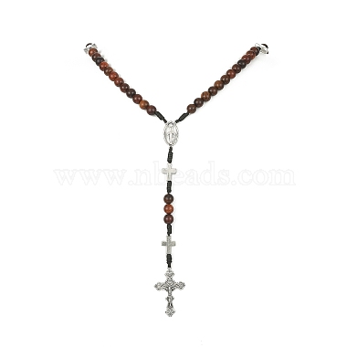 Wood Rosary Bead Necklaces(NJEW-TA00081)-4