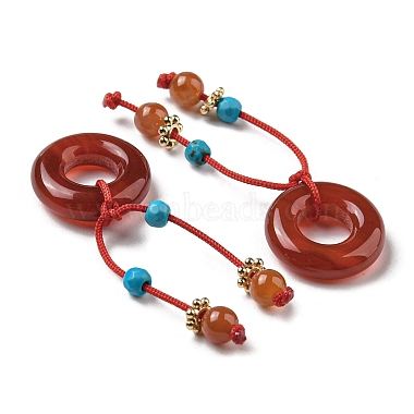 Natural Red Agate Donut Pendants(G-R489-03)-3