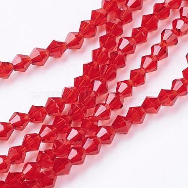 4mm Red Bicone Glass Beads