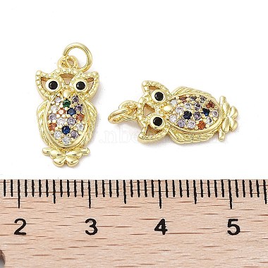 Rack Plating Owl Brass Micro Pave Cubic Zirconia Pendants(KK-E102-20G)-3