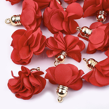 Golden Red Flower Cloth Pendants