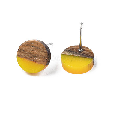 Opaque Resin & Walnut Wood Stud Earrings(EJEW-N017-008-B05)-3