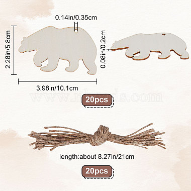 Animal Theme Unfinished Blank Wooden Pendants Set for Painting Arts(WOOD-WH0124-26B)-2