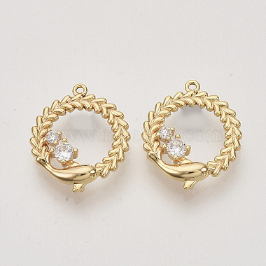Real 18K Gold Plated Clear Ring Brass+Cubic Zirconia Links