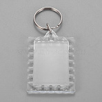 Acrylic Keychain, with Iron Split Key Rings, Rectangle, Clear, 86mm, Pendants: 56x48.5x5.5mm(KEYC-WH0016-02F)