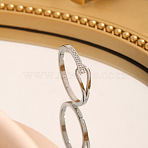 304 Stainless Steel Micro Pave Clear Cubic Zirconia Finger Rings, Teardrop, Platinum, US Size 6(16.5mm)(FS-WG74BF6-08)