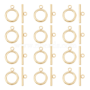 12Pcs 304 Stainless Steel Toggle Clasps, Round Ring, Real 18K Gold Plated, Ring: 23x18x2.5mm, Hole: 3mm, Bar: 25x7.5x2.5mm, Hole: 3mm(STAS-UN0050-81)