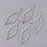 Tibetan Style Oval Links connectors, Cadmium Free & Nickel Free & Lead Free, Antique Silver, 44x14x1.5mm, Hole: 1.5mm(TIBEP-A10954-AS-FF)