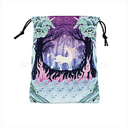 Printed Lint Packing Pouches Drawstring Bags, Rectangle, Unicorn Pattern, 18x13cm(PAAG-PW0006-05D)