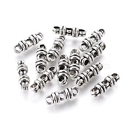 Tibetan Style Alloy Spacer Bars, 3-Hole, Cadmium Free & Lead Free, Antique Silver, 6.5x20x6.5mm, Hole: 3.5mm, about 665pcs/1000g(TIBEB-Q061-17AS-RS)