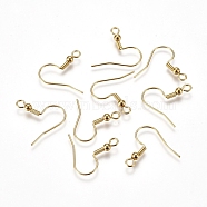 304 Stainless Steel Earring Hooks, with Horizontal Loop, Golden, 20x3mm, Hole: 2mm, Pin: 0.7mm(X-STAS-G212-06G)
