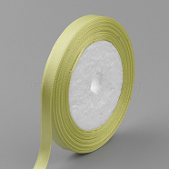 High Dense Single Face Satin Ribbon, Polyester Ribbons, Yellow Green, 3/8 inch(9~10mm), about 25yards/roll, about 10rolls/group(SRIB-Q009-10mm-182)