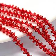 Seed Bead Cords, with Polyester Cords, 6-Ply, Round Hole, Red, 6mm, about 32.8 yards(30m)/bundle(OCOR-R042-17)