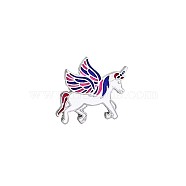 Unicorn Enamel Pin, Platinum Plated Alloy Badge for Backpack Clothes, Brown, 22x22x2mm(JEWB-E015-02P)