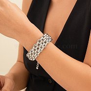 Iron Multi-strand Wide Bracelets for Women, Platinum, 6-1/2 inch(16.55cm), 23mm(NJEW-K261-13P)