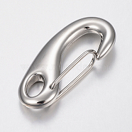 304 Stainless Steel Push Gate Snap Keychain Clasp Findings, Stainless Steel Color, 41x19x8.5mm(STAS-K167-02P-E)