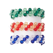 3Pcs Glass Finger Rings, Mixed Color, 5.5mm, Inner Diameter: 20mm(RJEW-TA00119)