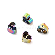 Ion Plating(IP) 304 Stainless Steel Friction Ear Nuts, Rainbow Color, 6x3.5x4.5mm, Hole: 1mm(STAS-F203-05MC)