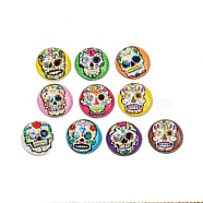 Cinco de Mayo Translucent Resin Decoden Cabochons, Half Round with Sugar Skull, Mixed Color, 10x3.5mm(CRES-I035-09)