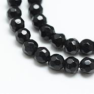 Natural White Jade Bead Strands, Dyed, Faceted, Round, Black, 4mm, Hole: 1mm, about 88~89pcs/strand, 14.37~14.57 inch(36.5~37cm)(G-R344-4mm-20)