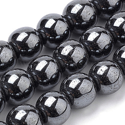 Non-magnetic Synthetic Hematite Beads Strands, Round, 4mm, Hole: 1mm, about 90pcs/strand, 15.7 inch(G-S259-44-4mm)