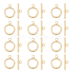 12Pcs 304 Stainless Steel Toggle Clasps, Round Ring, Real 18K Gold Plated, Ring: 23x18x2.5mm, Hole: 3mm, Bar: 25x7.5x2.5mm, Hole: 3mm(STAS-UN0050-81)