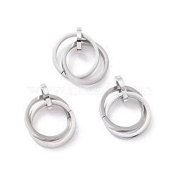 304 Stainless Steel Interlocking Ring Pendants, Mixed Color, 37.5~38x21mm ring: 12~21x2~3mm, inner diameter: 8mm and 17.5mm..(STAS-E090-90P)