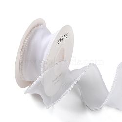 5 Yards ABS Pearl Edged Mesh Ribbon for Bowknot Making, Gift Wrapping, White, 1-5/8 inch(40mm)(OCOR-B004-01A-07)