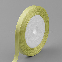 High Dense Single Face Satin Ribbon, Polyester Ribbons, Yellow Green, 3/8 inch(9~10mm), about 25yards/roll, about 10rolls/group(SRIB-Q009-10mm-182)