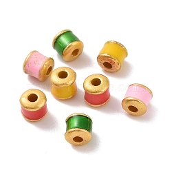 Alloy Beads, with Enamel, Column, Matte Gold Color, Mixed Color, 5x5mm, Hole: 1.5mm(ENAM-L039-13MG)