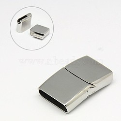 304 Stainless Steel Magnetic Clasps with Glue-in Ends, Rectangle, 28x18x7mm, Hole: 5x16mm(STAS-I011-10)