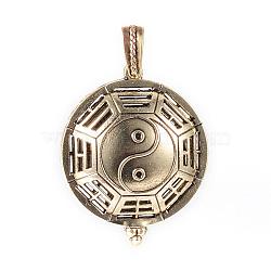 Feng Shui Alloy Diffuser Locket Pendants, with Magnetic, Flat Round with Yin Yang, Antique Bronze, 43x35x16mm, Hole: 7x4mm(PALLOY-Q331-36AB)