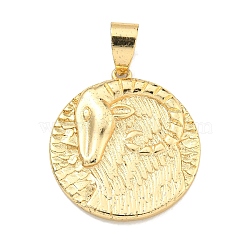 Brass Pendants, Real 18K Gold Plated, Aries, 22.8x20.8x3mm, Hole: 6x4mm(KK-K354-05G-10)