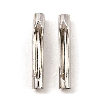 Brass Tube Beads, Hollow Curved Tube, Platinum, 35x5.5mm, Hole: 5.5mm