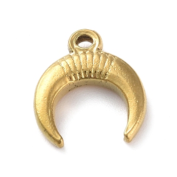 Ion Plating(IP) 304 Stainless Steel Pendants, Double Horn/Crescent Moon Charm, Golden, 16x14.5x3.5mm, Hole: 1.5mm