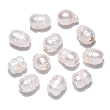 Natural Cultured Freshwater Pearl Beads, Rice, Seashell Color, 8.5~11x7~8mm, Hole: 2.2mm
