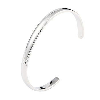 Non-Tarnish 304 Stainless Steel Open Cuff Plain Bangles, Stainless Steel Color, Inner Diameter: 2-5/8 inch(6.75cm), 6mm