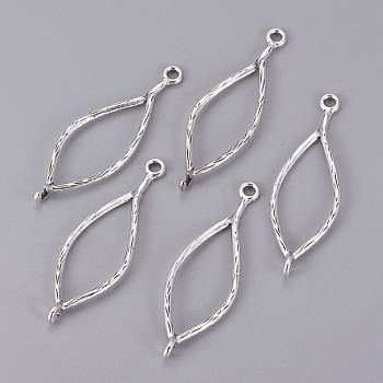 Tibetan Style Oval Links connectors, Cadmium Free & Nickel Free & Lead Free, Antique Silver, 44x14x1.5mm, Hole: 1.5mm