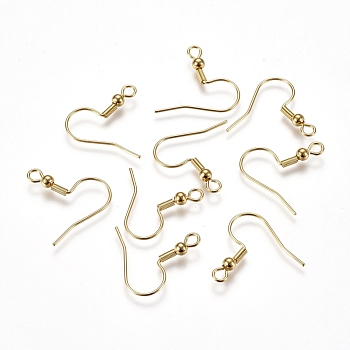 304 Stainless Steel Earring Hooks, with Horizontal Loop, Golden, 20x3mm, Hole: 2mm, Pin: 0.7mm