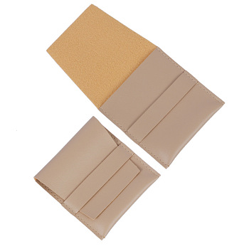 Square PU Leather Jewelry Flip Pouches with Random Color Lining, for Earrings, Bracelets, Necklaces Packaging, Tan, 8x8cm