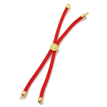 Nylon Cords Bracelet Makings Fit for Connector Charms, with Golden Brass Tree Slider Beads, Long-Lasting Plated, Red, 8-5/8 inch(22cm), Hole: 1.9mm