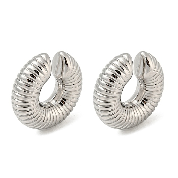 304 Stainless Steel Cuff Earrings, C-Shaped Jewelry for Women, Stainless Steel Color, 30x10mm